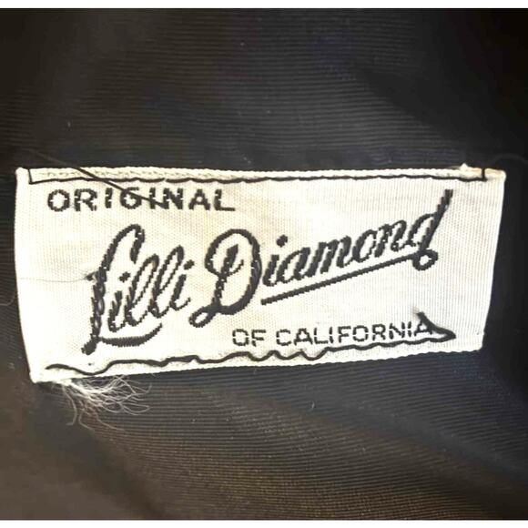 Vintage Lilli Diamond Black Fringe Cocktail Dress 60s 70s Crepe Slvless Flapper - Picture 6 of 6